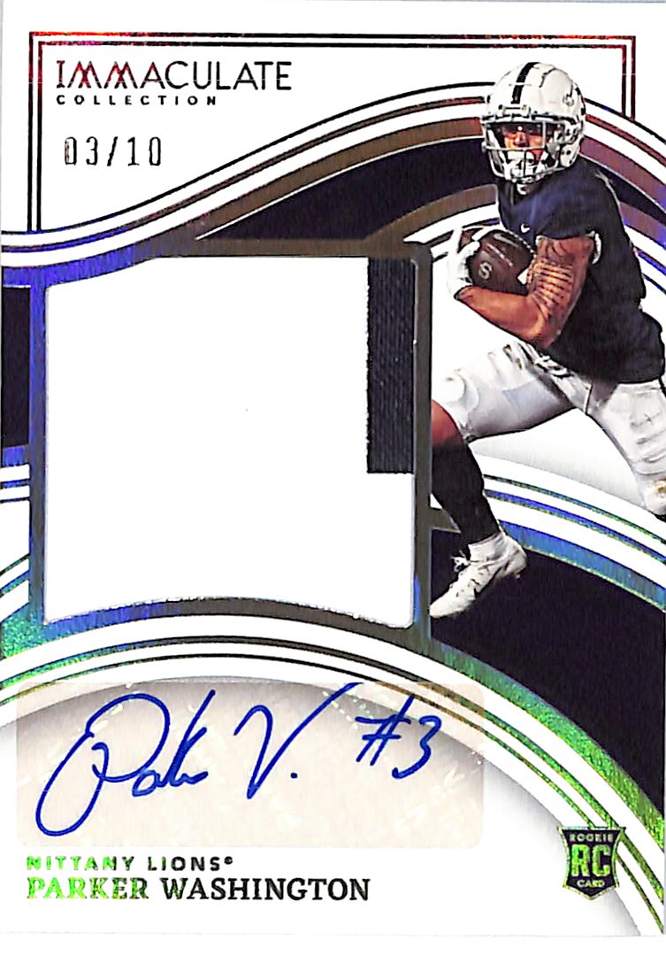 2023 Immaculate Collection Collegiate Parker Washington Auto Autograph Rookie RC Patch /10