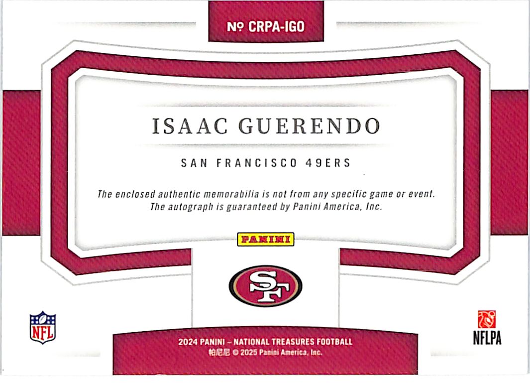 2024 National Treasures Isaac Guerendo Auto Autograph Rookie RC Patch /99 49ers