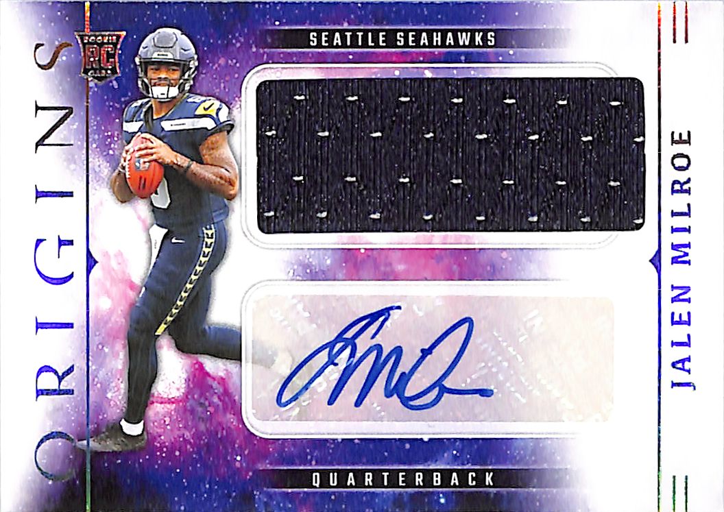 2025 Origins Jalen Milroe Auto Autograph Rookie RC Patch Jersey RPA Seahawks