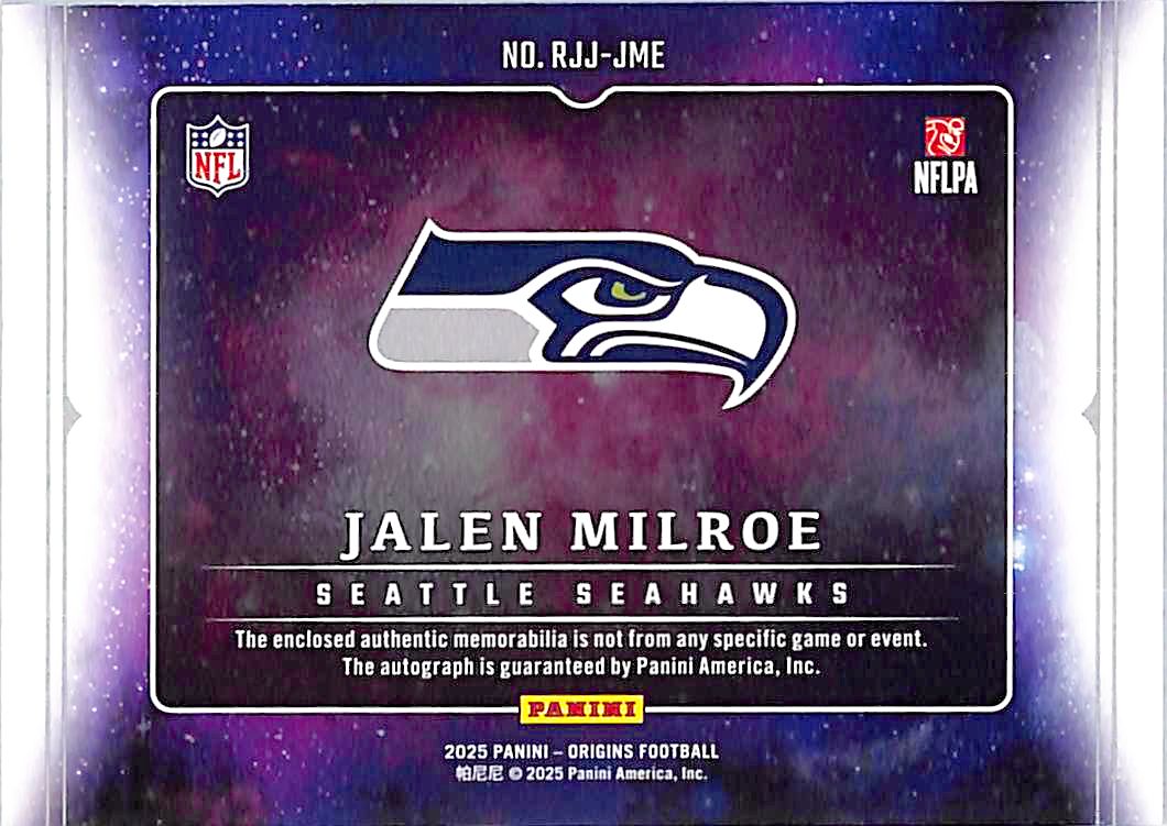 2025 Origins Jalen Milroe Auto Autograph Rookie RC Patch Jersey RPA Seahawks