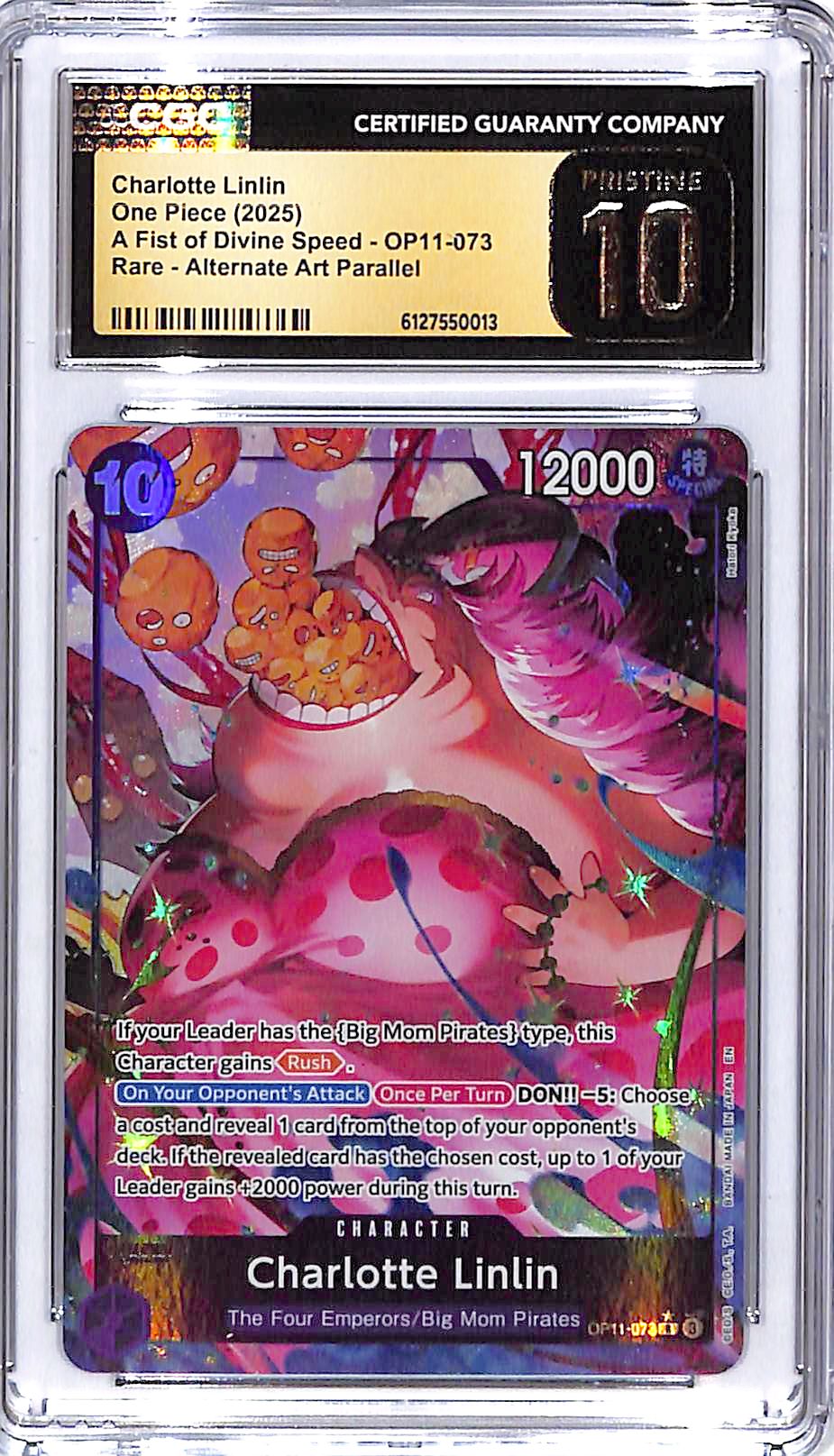 One Piece A Fist of Divine Speed OP11 Charlotte Linlin Alternate Art CGC 10 Pristine