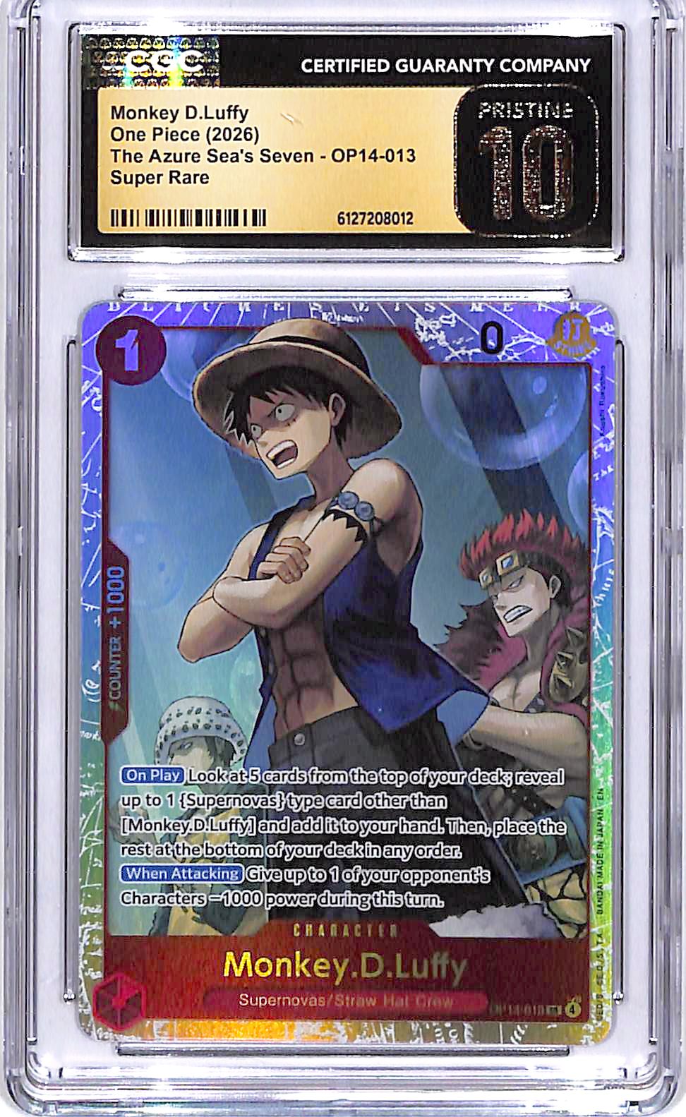 One Piece The Azure Sea's Seven OP14 Monkey D Luffy 013 CGC 10 Pristine