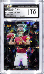 2024 Prizm Jayden Daniels Prizmatic Rookie RC Green Cracked Ice CGC 10 Commanders