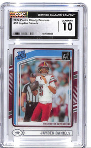 2024 Clearly Donruss Jayden Daniels Rated Rookie RC #52 CGC 10 Commanders