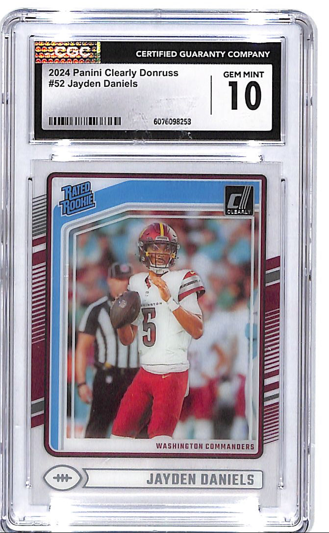 2024 Clearly Donruss Jayden Daniels Rated Rookie RC #52 CGC 10 Commanders