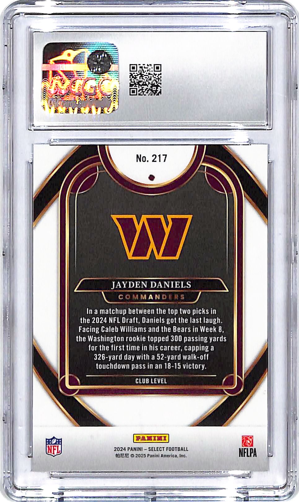 2024 Select Jayden Daniels Rookie RC #217 CGC 10 Commanders