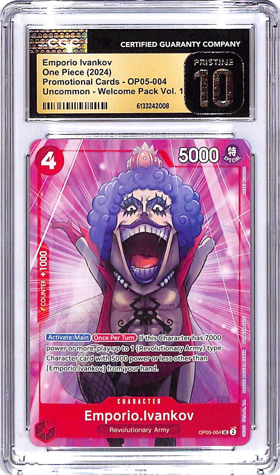 One Piece Promotional Cards Welcome Vol 1 OP05 Emporia Ivankov 004 CGC 10 Pristine