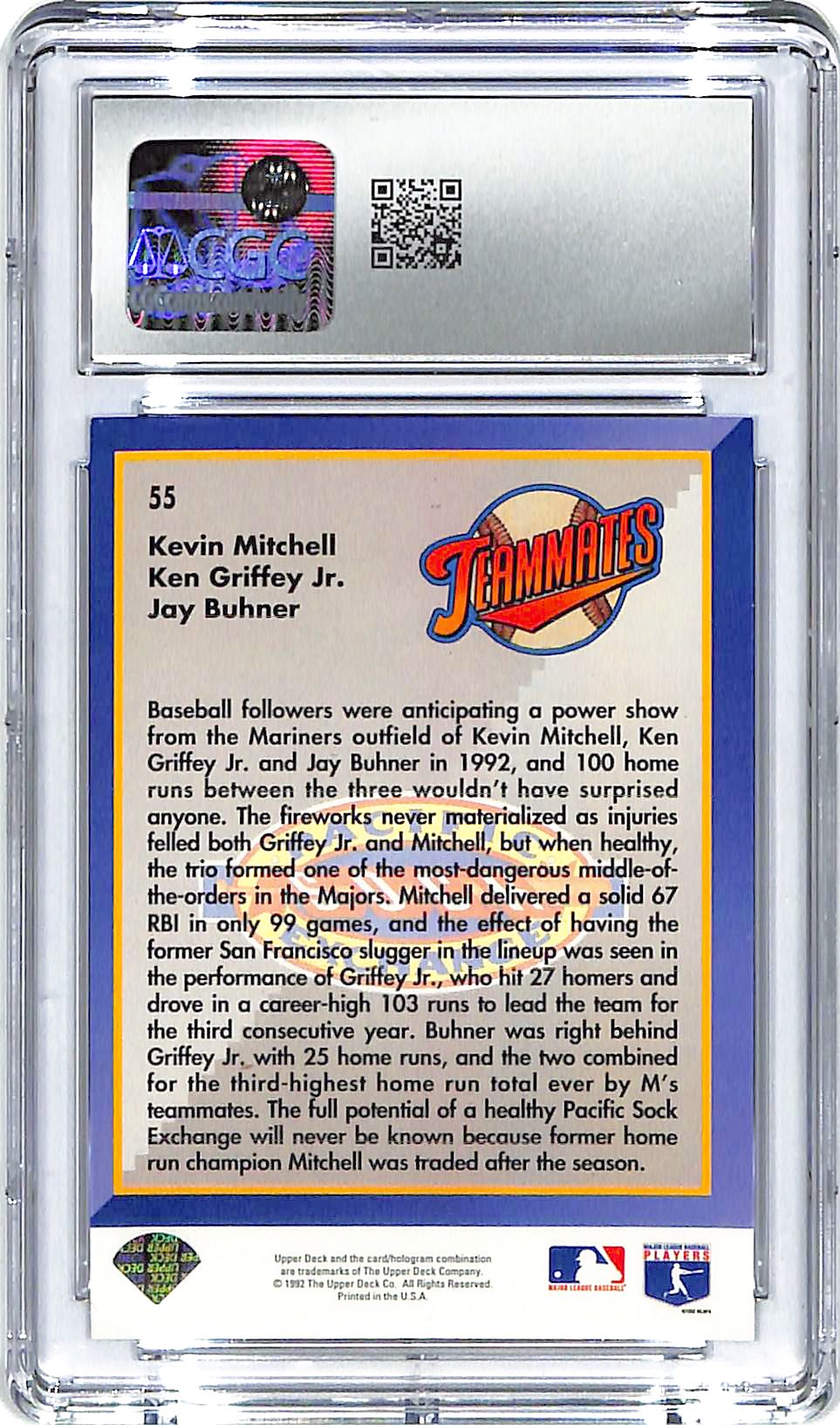 1993 Upper Deck Ken Griffey Jr Mitchell Buhner #55 CGC 9 Mariners