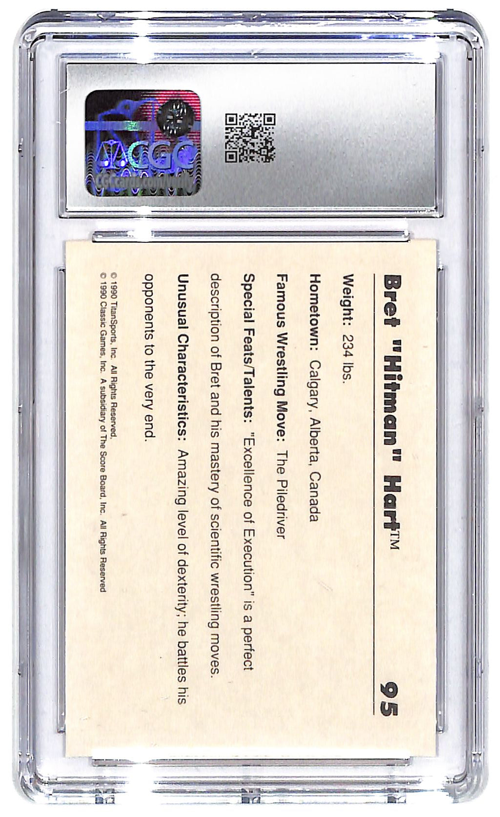 1999 Bret "Hitman" Hart Classic WWF #95 CGC Mint Plusa 9.5