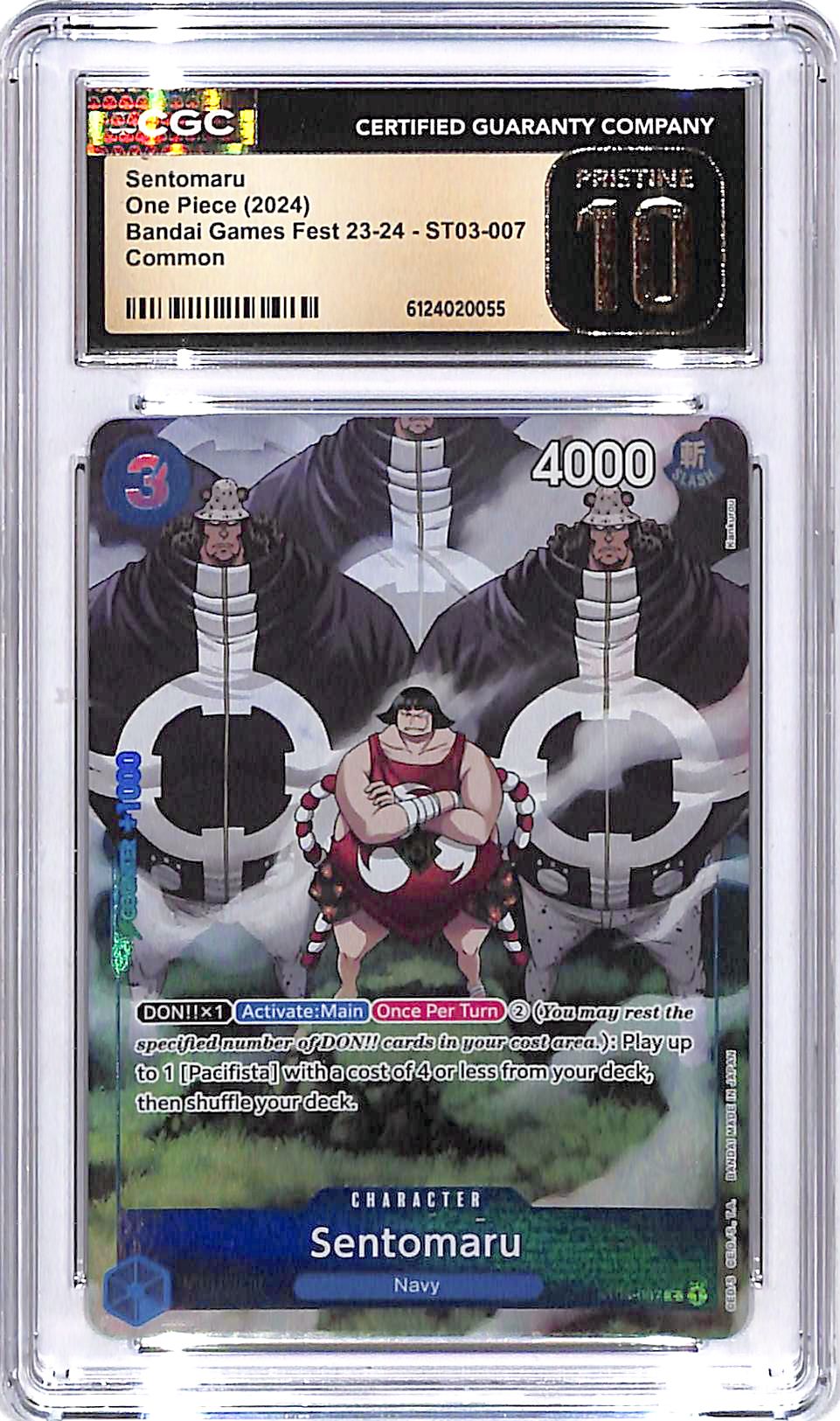 One Piece Danbai Games Fest 23-24 ST03 Sentomaru 007 CGC 10 Pristine
