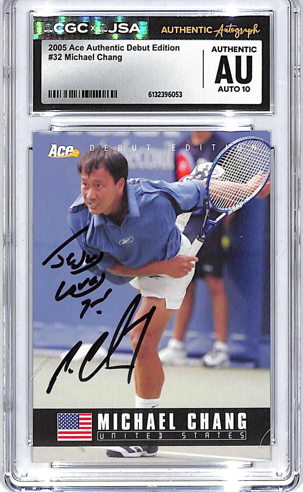 2005 Ace Authentic Debut Edition Michael Chang Auto Autograph Signed CGC JSA Authentic
