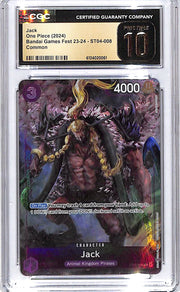 One Piece Bandai Games Fest 23-24 ST04 Jack 008 CGC 10 Pristine