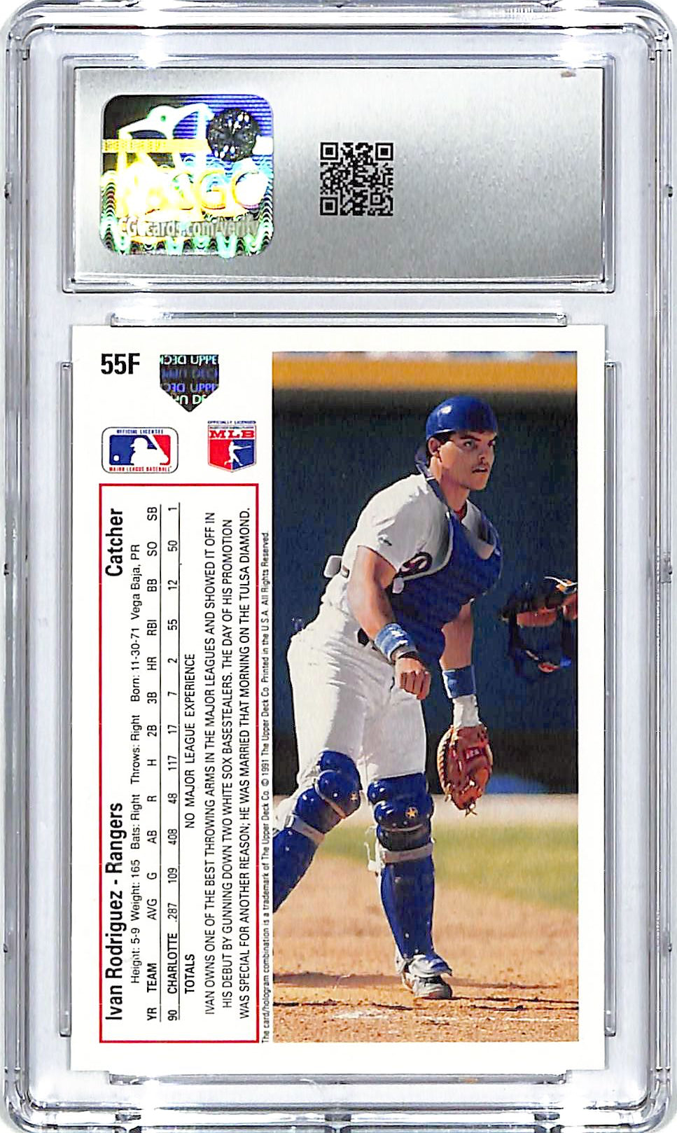 1991 Upper Deck Final Edition Ivan Rodriguez Rookie RC #55F CGC 9 Rangers