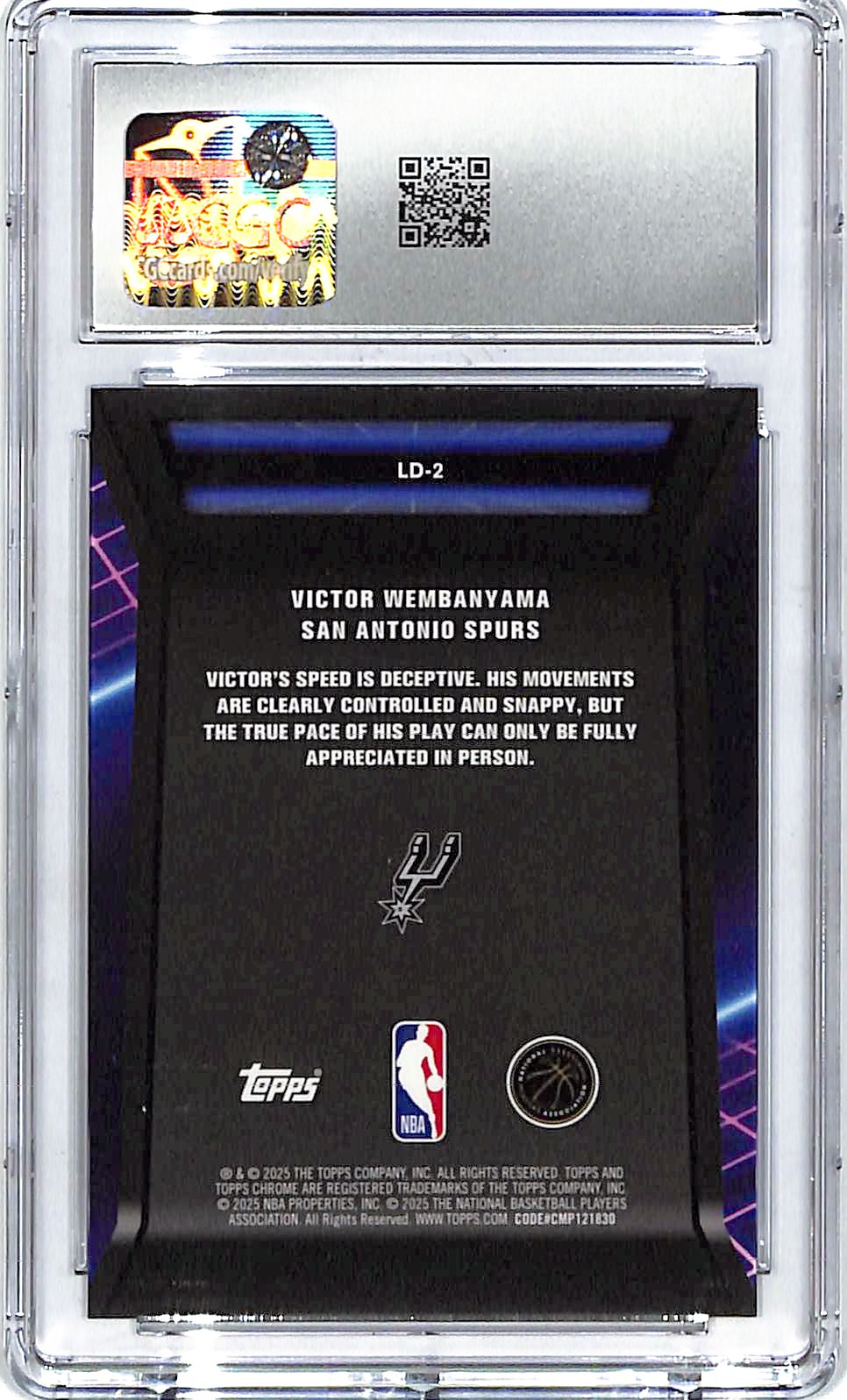 2025-26 Topps Chrome Victor Wembanyama Loading Purple Geometric /75 CGC 9.5 Spurs