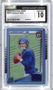 2025 Donruss Optic Jaxson Dart Rated Rookie RC #273 CGC 10 Giants