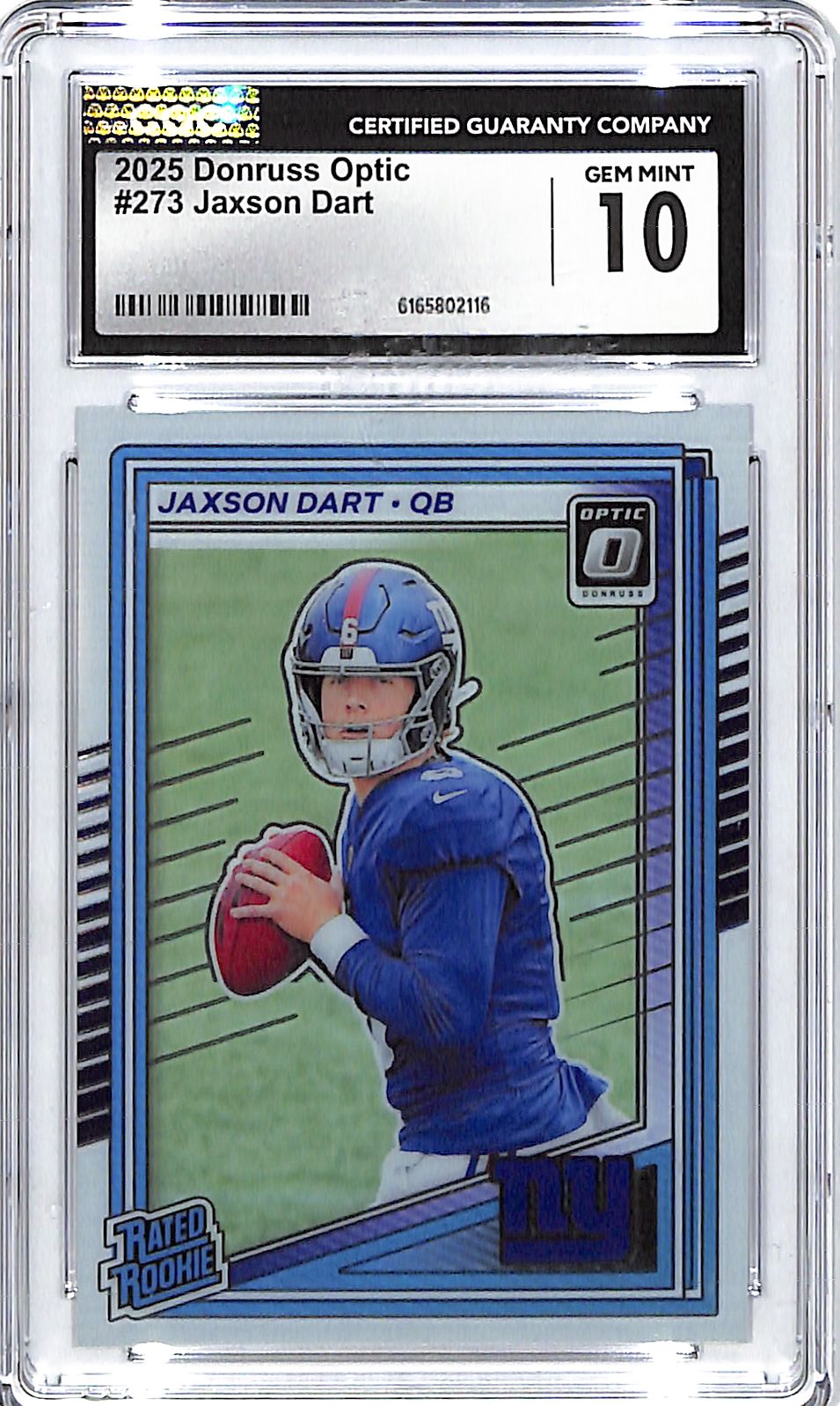2025 Donruss Optic Jaxson Dart Rated Rookie RC #273 CGC 10 Giants