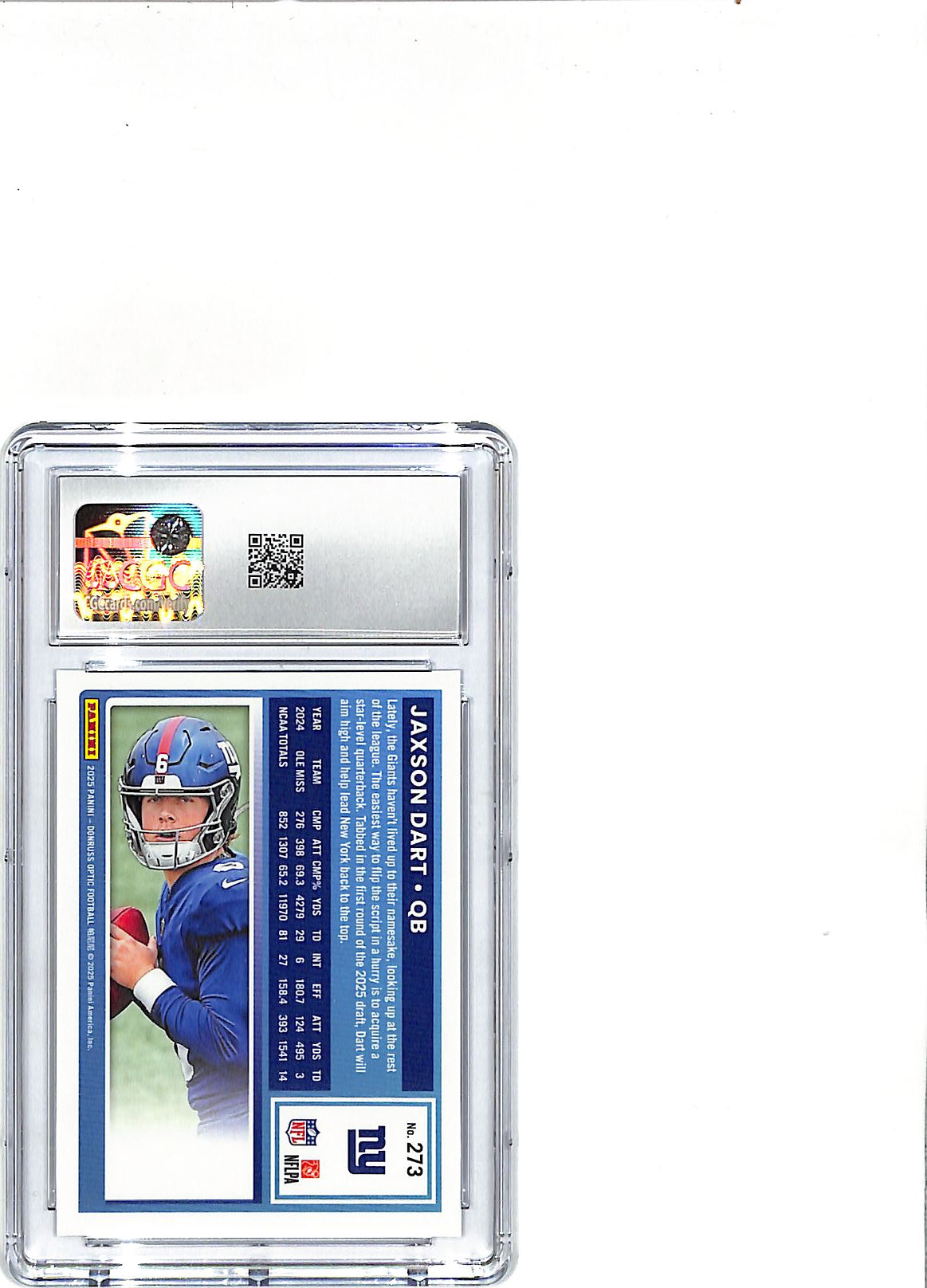 2025 Donruss Optic Jaxson Dart Rated Rookie RC #273 CGC 10 Giants