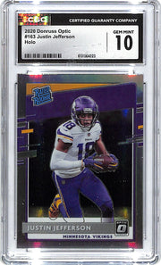 2020 Donruss Optic Justin Jefferson Rated Rookie RC Holo CGC 10 Vikings