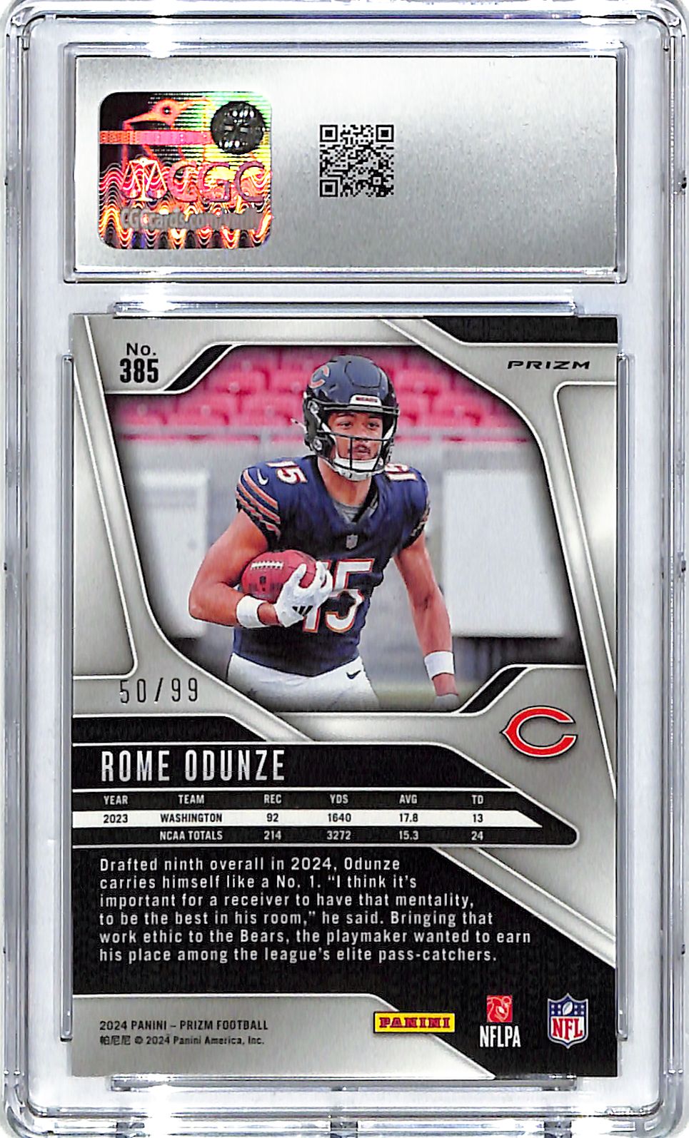 2024 Prizm Rome Odunze Rookie RC No Huddle Blue /99 CGC 10 Bears
