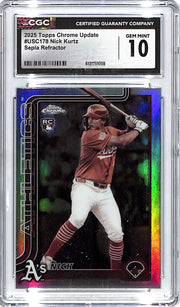 2025 Topps Chrome Update Nick Kurtz Rookie RC Sepia Refractor CGC 10 Athletics