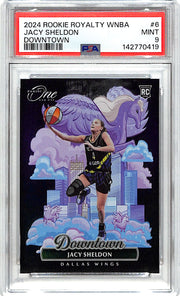 2024-25 WNBA Rookie Royalty Jacy Sheldon Downtown Rookie RC #6 PSA 9 Wings