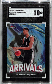 2023-24 Topps Finest Victor Wembanyama Arrivals Rookie RC SGC 10 Spurs