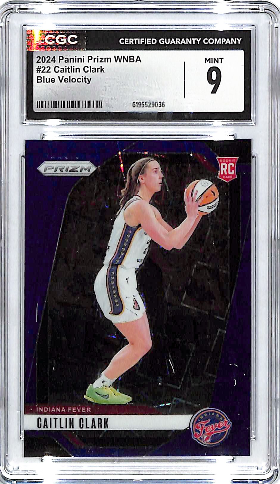 2024 Prizm WNBA Caitlin Clark Rookie RC Blue Velocity CGC 9 Fever