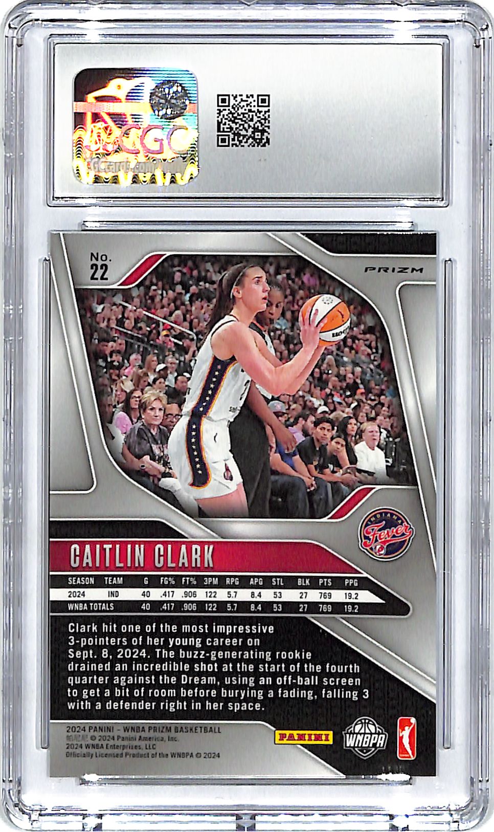 2024 Prizm WNBA Caitlin Clark Rookie RC Green #22 CGC 9.5 Fever