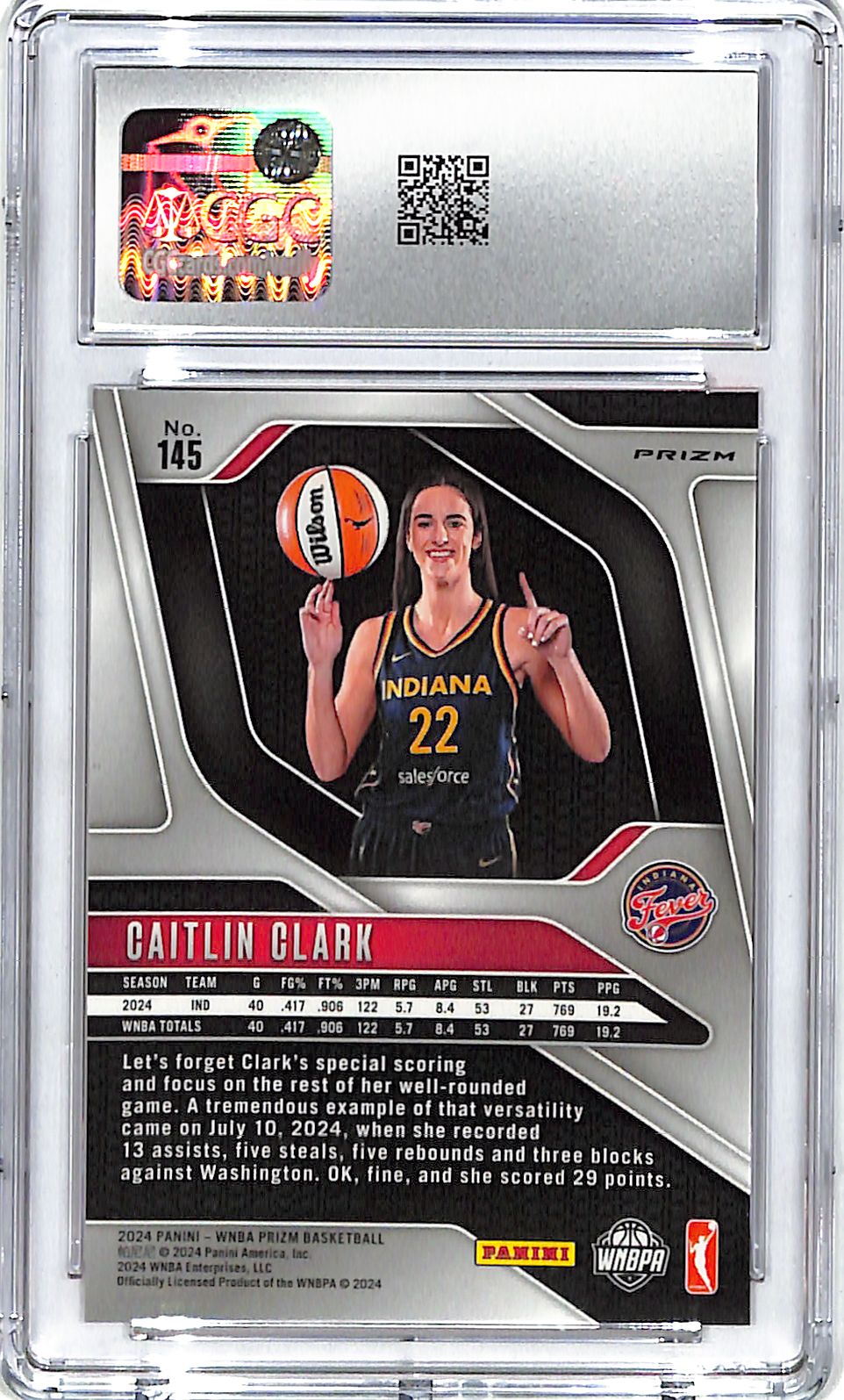 2024 Prizm WNBA Caitlin Clark Rookie RC Orange Cracked Ice CGC 9 Fever