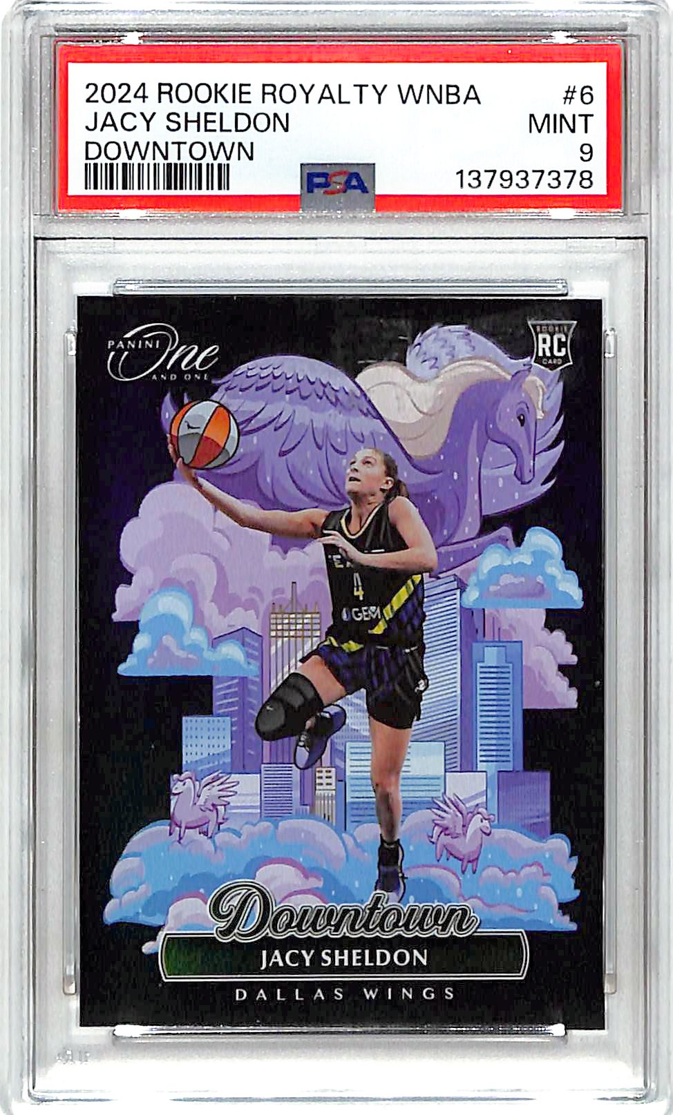 2024-25 WNBA Rookie Royalty Jacy Sheldon RC Downtown #6 PSA 9 Wings