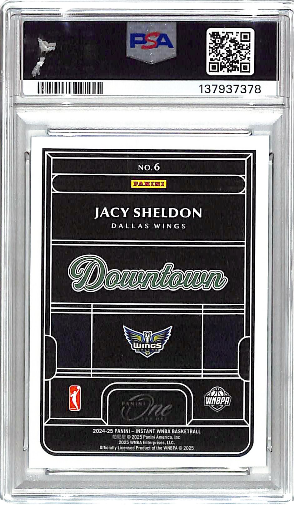 2024-25 WNBA Rookie Royalty Jacy Sheldon RC Downtown #6 PSA 9 Wings