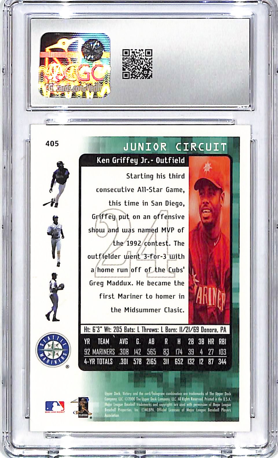 2000 Upper Deck Victory Ken Griffey Jr #405 CGC 10 Mariners