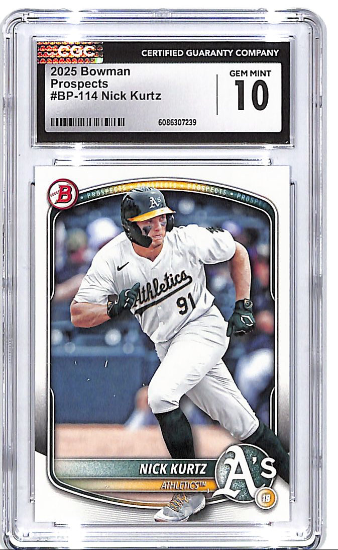 2025 Bowman Nick Kurtz Prospects Rookie RC CGC 10 Athletics