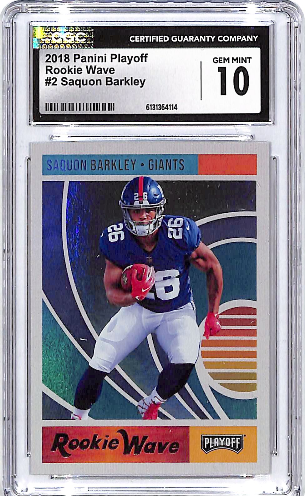 2018 Playoff Saquon Barkley Rookie Wave RC CGC 10 Giants