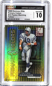 1999 Donruss Elite Peyton Manning Primary Colors Yellow /1875 CGC 10 Colts