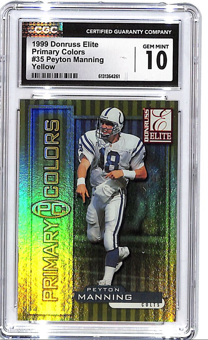 1999 Donruss Elite Peyton Manning Primary Colors Yellow /1875 CGC 10 Colts