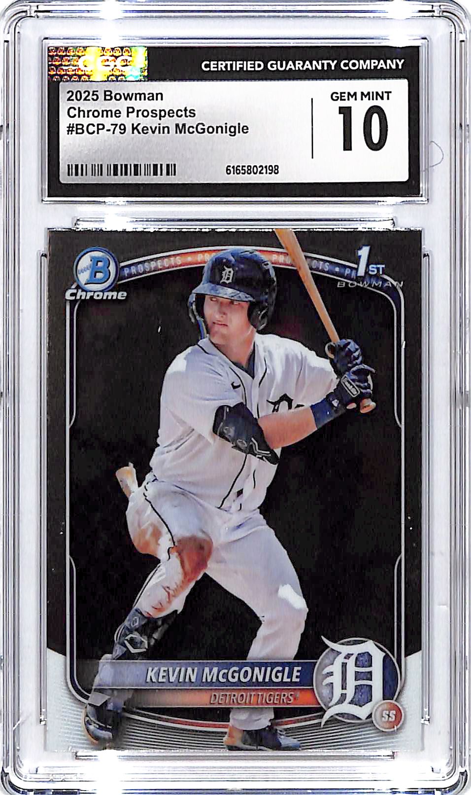2025 Bowman Chrome Prospects Kevin McGonigle Rookie RC CGC 10 Tigers