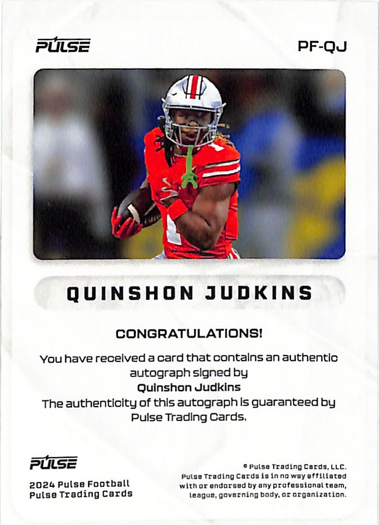 2024 Pulse Quinshon Judkins Auto Autograph Rookie RC Ohio State