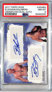 2017 Topps WWE Brock lesnar Goldberg Undisputed Dual Auto Autograph PSA 8 /25