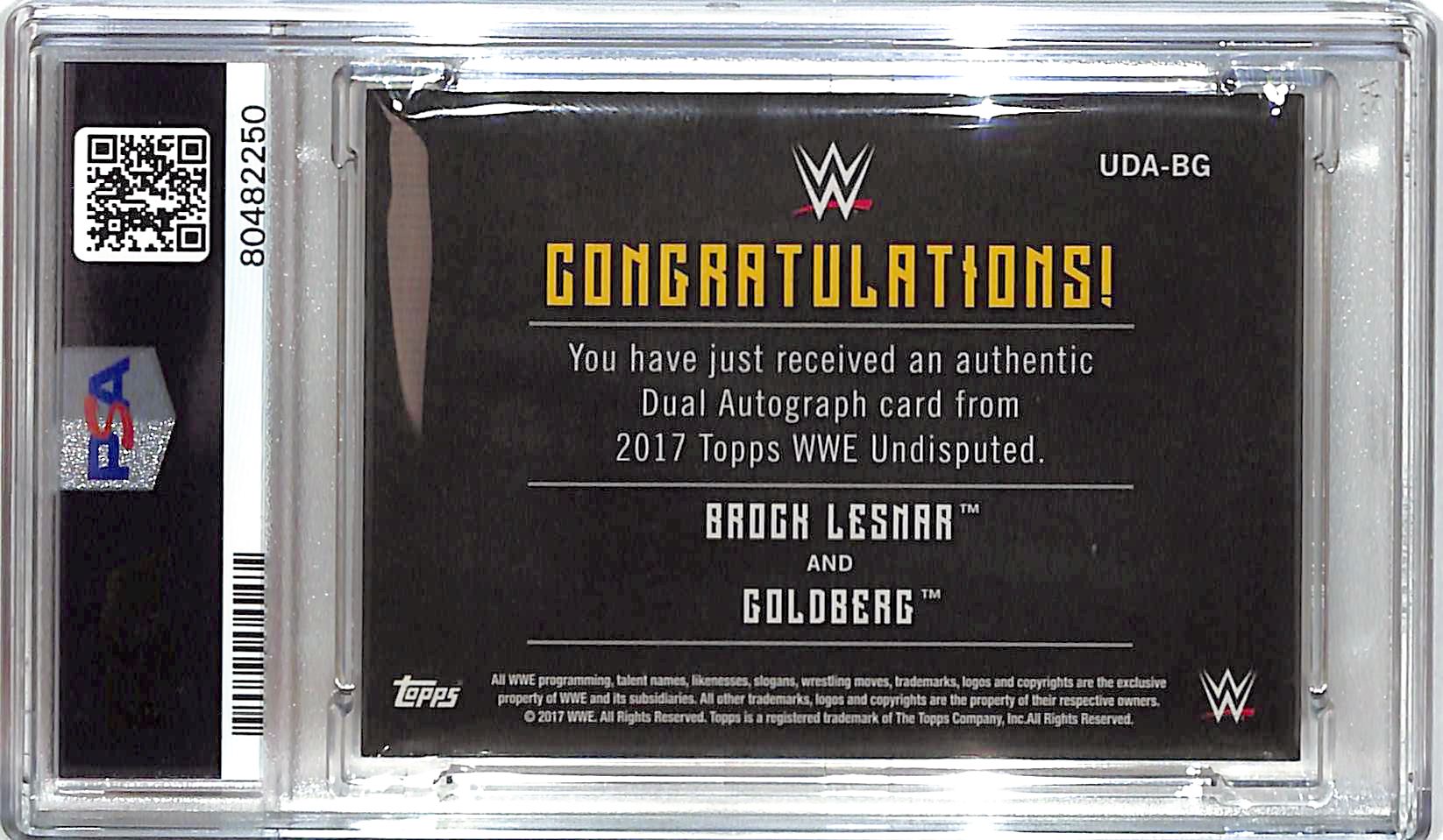 2017 Topps WWE Brock lesnar Goldberg Undisputed Dual Auto Autograph PSA 8 /25