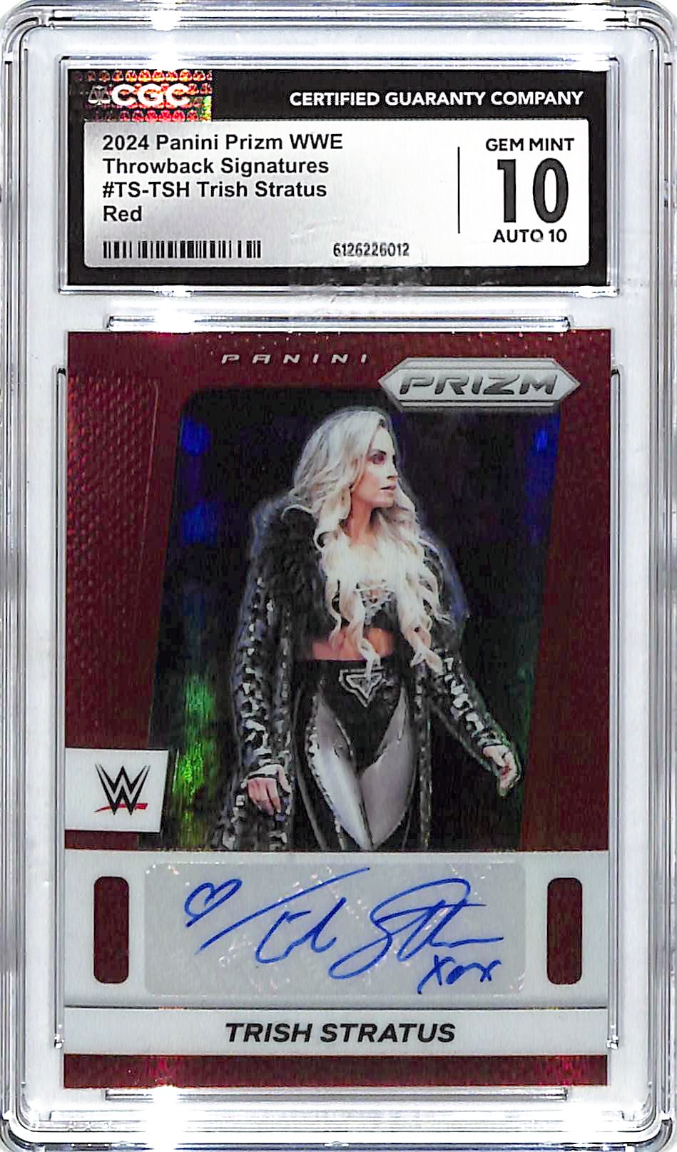 2024 Prizm WWE Trish Stratus Auto Autograph Throwback Red /99 CGC 10