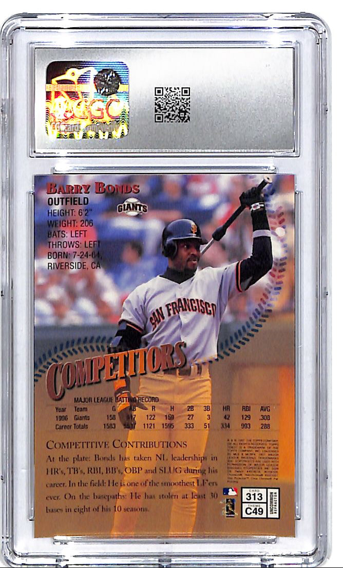1997 Topps Finest Barry Bonds Refractor #313 CGC 9 Giants