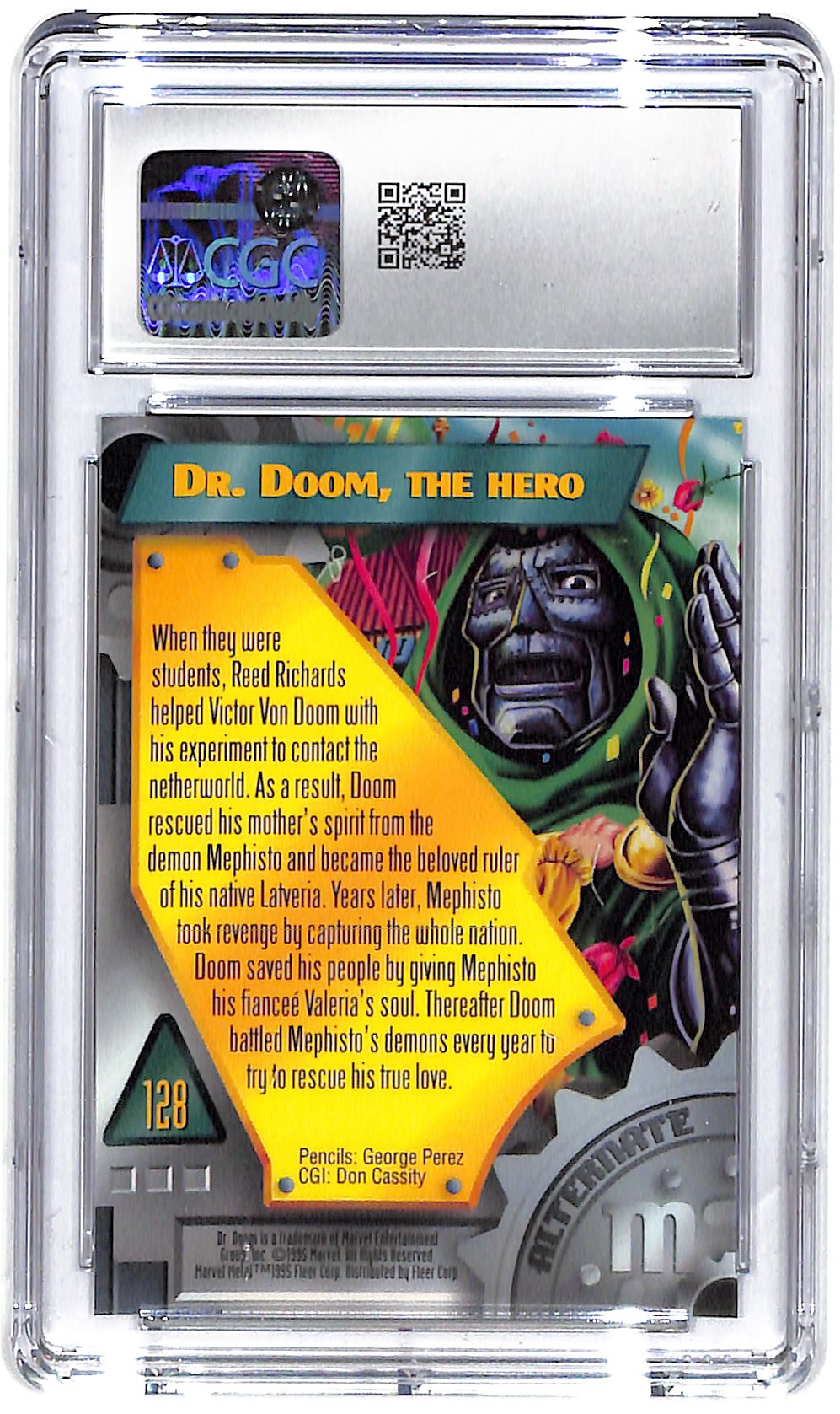 1995 Dr. Doom Marvel Metal Inaugural Edition #128 CGC Mint Plus 9.5