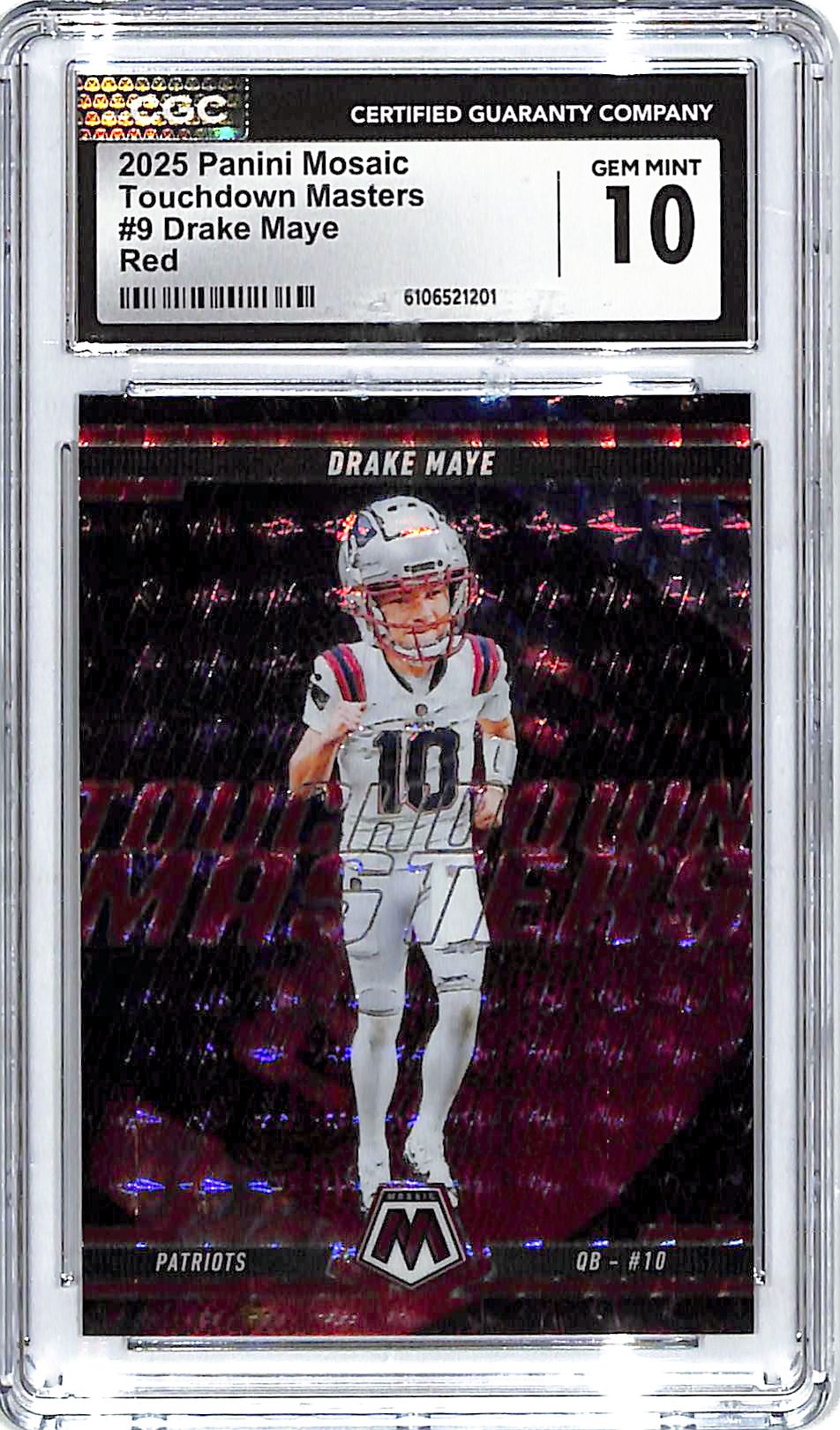 2025 Mosaic Drake Maye Touchdown Masters Red CGC 10 Patriots