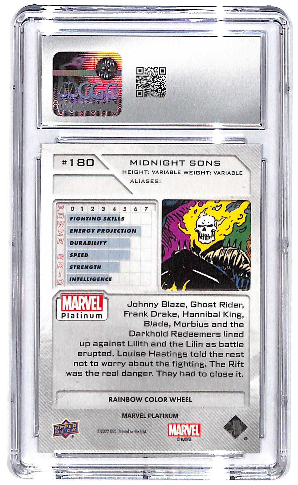 2024 Midnight Sons UD Marvel Platinum Rainbow Color Wheel #180 CGC Mint Plus 9.5