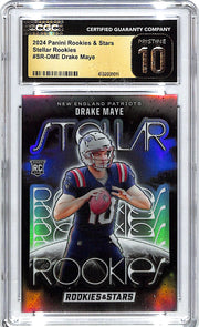 2024 Rookies and Stars Drake Maye Stellar Rookies RC CGC 10 Pristine Patriots