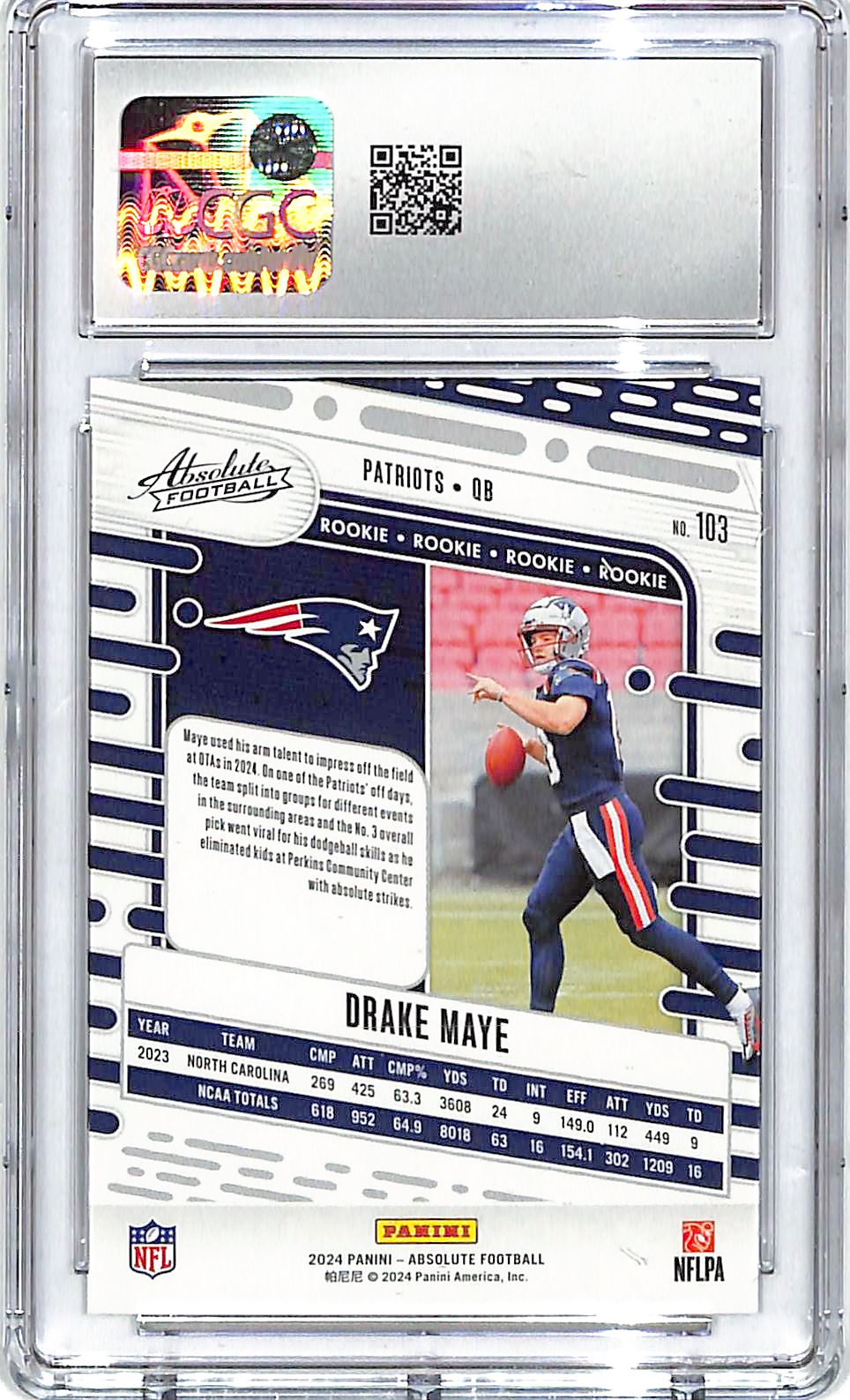2024 Absolute Drake Maye Retail Rookie RC #103 CGC 10 Patriots