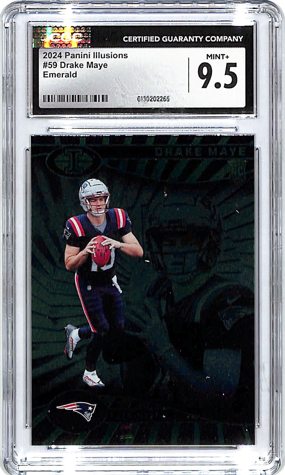 2024 Illusions Drake Maye Rookie RC Emerald CGC 9.5 Patriots