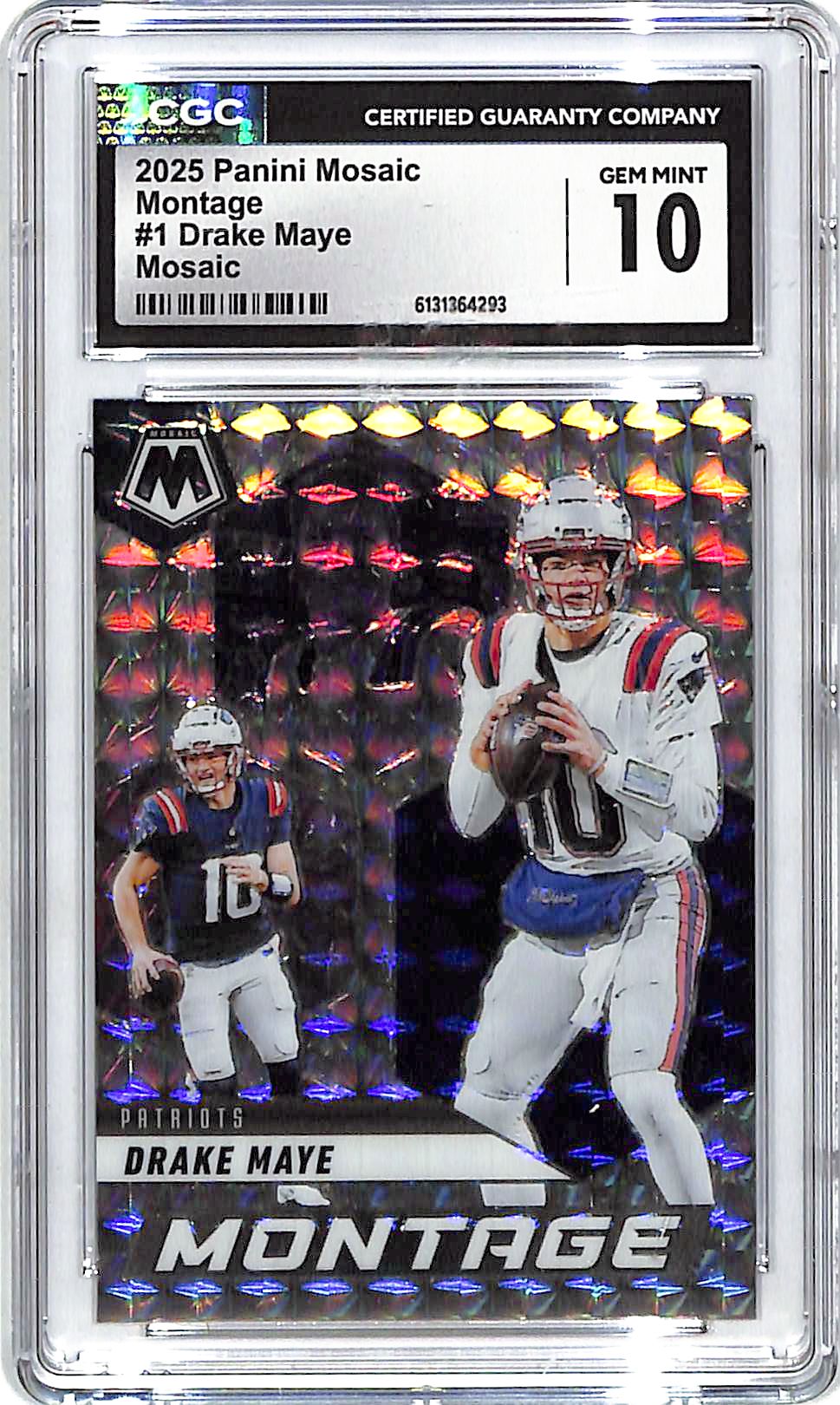 2025 Mosaic Drake Maye Montage Mosaic CGC 10 Patriots