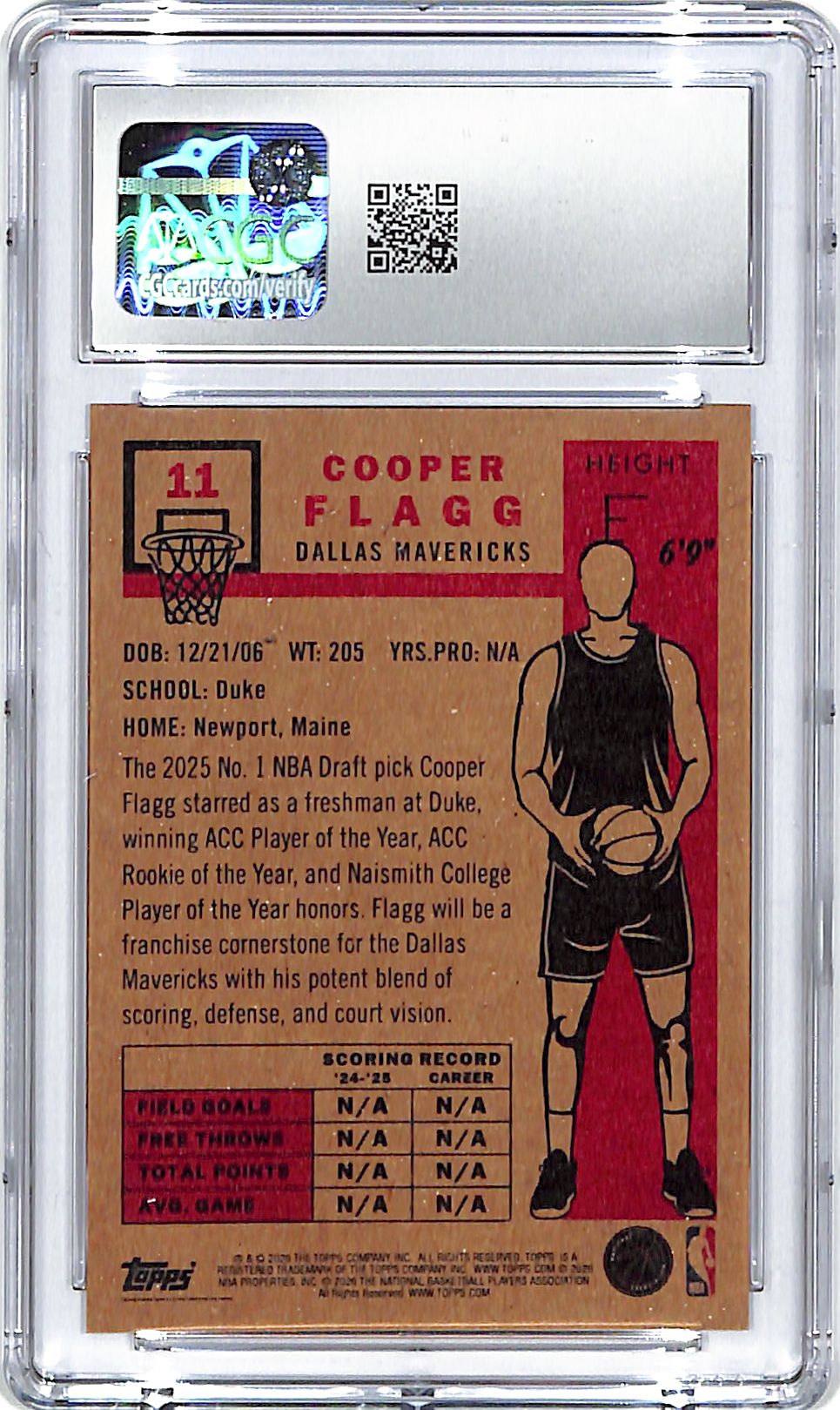 2025-26 Topps Living Set Cooper Flagg Rookie RC #11 CGC 9 Mavericks